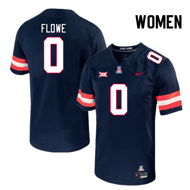 Women #0 Justin Flowe Arizona Wildcats Big 12 Conference College Football Jerseys Stitched-Navy